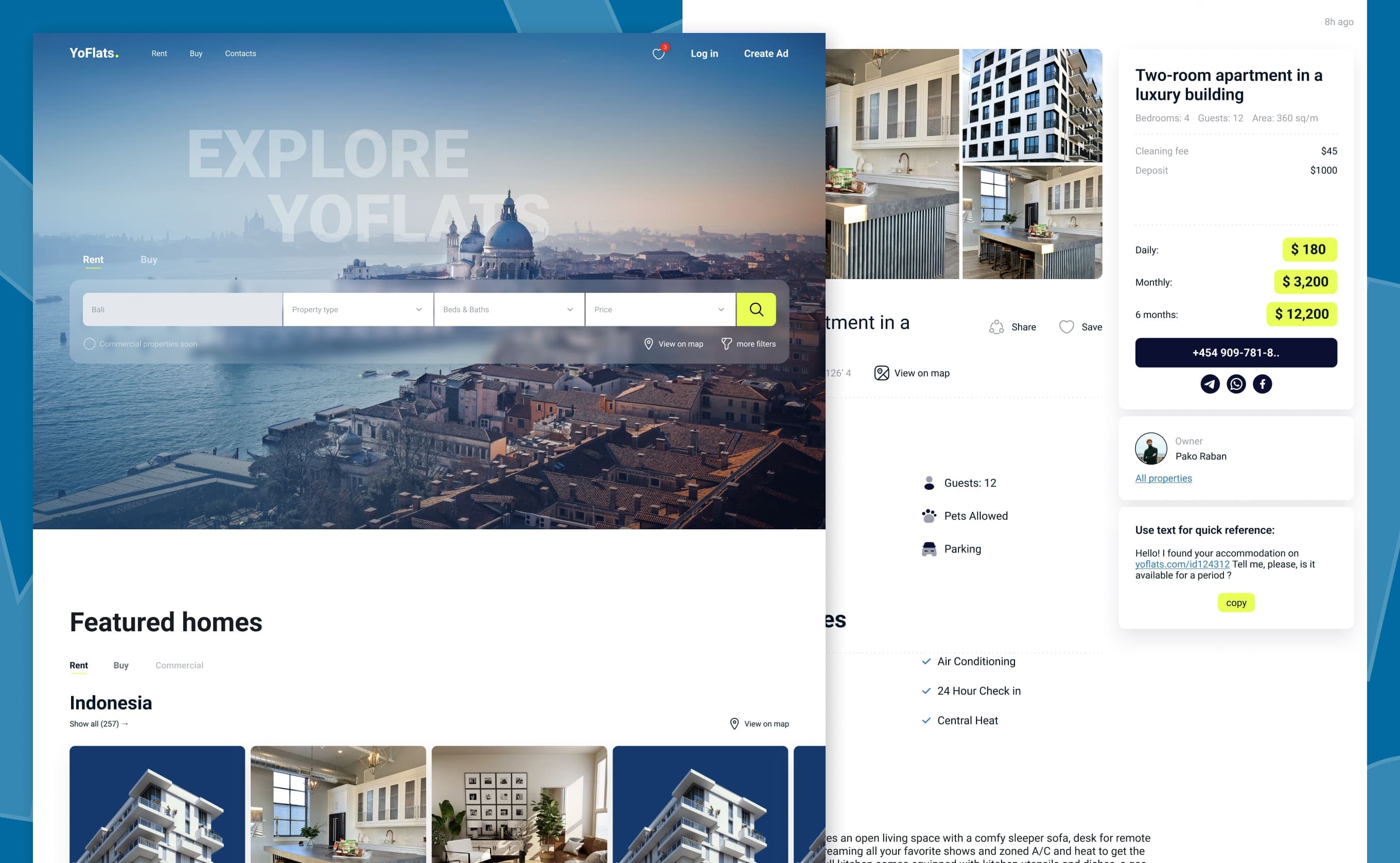 Yoflats, interface